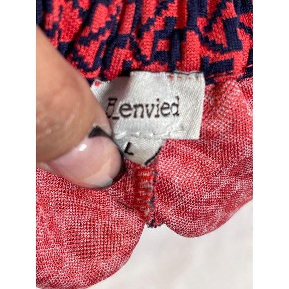 B_envied Vintage Style Coral / Navy Front Zipper High Waisted Shorts Size L - Picture 4 of 5